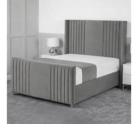 Living Comfort Bedz Emilia Plush Velvet Upholstered Bed Slatted Base with 48Inch Headboard in Grey | Size: Super King Living Comfort Bedz Grey Super King