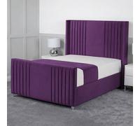Living Comfort Bedz Emilia Plush Velvet Upholstered Bed Slatted Base with 48Inch Headboard in Purple | Size: King Living Comfort Bedz Purple King