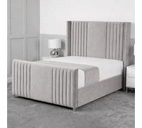 Living Comfort Bedz Emilia Plush Velvet Upholstered Bed Slatted Base with 48Inch Headboard in Silver | Size: King Living Comfort Bedz Silver King