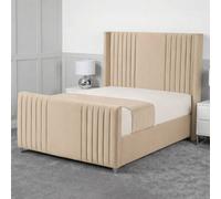 Living Comfort Bedz Emilia Upholstered Gas Lift Storage Bed with 48 Inch Headboard in Beige | Size: King Living Comfort Bedz Beige King