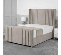 Living Comfort Bedz Emilia Upholstered Gas Lift Storage Bed with 48 Inch Headboard in Light Grey | Size: King Living Comfort Bedz Light Grey King