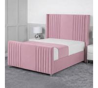 Living Comfort Bedz Emilia Upholstered Gas Lift Storage Bed with 48 Inch Headboard in Pink | Size: King Living Comfort Bedz Pink King