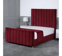Living Comfort Bedz Empress Upholstered Gas Lift Storage Bed with 48 Inch Headboard in Maroon | Size: Small Double Living Comfort Bedz Maroon Small Double