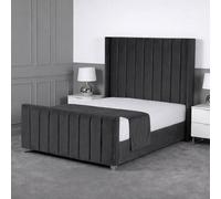 Living Comfort Bedz Imperial Winged Gas Lift Storage Upholstered Bed with 48Inch Headboard in Charcoal | Size: King Living Comfort Bedz Charcoal King