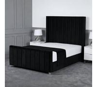 Living Comfort Bedz Imperial Winged Upholstered Bed Slatted Base with 48 Inch Headboard in Black | Size: Super King Living Comfort Bedz Black Super King