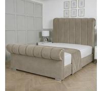 Living Comfort Bedz Orion Plush Velvet Upholstered Bed Slatted Base with 48Inch Headboard in Light Grey | Size: Double Living Comfort Bedz Light Grey Double