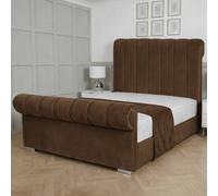 Living Comfort Bedz Orion Upholstered Gas Lift Storage Bed with 48 Inch Headboard in Brown | Size: Super King Living Comfort Bedz Brown Super King
