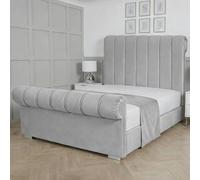 Living Comfort Bedz Orion Upholstered Gas Lift Storage Bed with 48 Inch Headboard in Silver | Size: Double Living Comfort Bedz Silver Double
