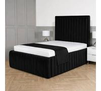 Living Comfort Bedz Saint Germain Plush Upholstered Bed Slatted Base - 48Inch Headboard in Black | Size: Small Double Living Comfort Bedz Black Small Double