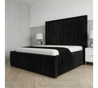 Living Comfort Bedz Sovereign Plush Velvet Upholstered Bed Slatted Base - 48Inch Headboard in Black | Size: Super King Living Comfort Bedz Black Super King