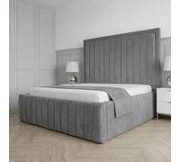 Living Comfort Bedz Sovereign Plush Velvet Upholstered Bed Slatted Base - 48Inch Headboard in Grey | Size: King Living Comfort Bedz Grey King