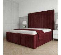 Living Comfort Bedz Sovereign Plush Velvet Upholstered Bed Slatted Base - 48Inch Headboard in Maroon | Size: King Living Comfort Bedz Maroon King