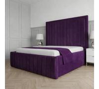 Living Comfort Bedz Sovereign Plush Velvet Upholstered Bed Slatted Base - 48Inch Headboard in Purple | Size: Single Living Comfort Bedz Purple Single