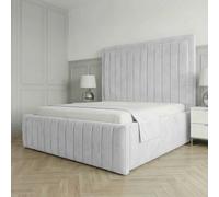 Living Comfort Bedz Sovereign Plush Velvet Upholstered Bed Slatted Base - 48Inch Headboard in White | Size: Small Double Living Comfort Bedz White Small Double