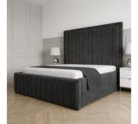 Living Comfort Bedz Sovereign Upholstered Gas Lift Storage Bed with 48 Inch Headboard in Charcoal | Size: Small Double Living Comfort Bedz Charcoal Small Double
