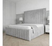 Living Comfort Bedz Sovereign Upholstered Gas Lift Storage Bed with 48 Inch Headboard in Silver | Size: Super King Living Comfort Bedz Silver Super King