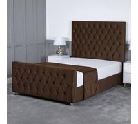 Living Comfort Bedz Vertex Plush Velvet Upholstered Bed Slatted Base with 48Inch Headboard in Brown | Size: Small Double Living Comfort Bedz Brown Small Double