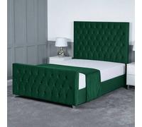 Living Comfort Bedz Vertex Plush Velvet Upholstered Bed Slatted Base with 48Inch Headboard in Green | Size: Double Living Comfort Bedz Green Double