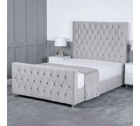 Living Comfort Bedz Vertex Plush Velvet Upholstered Bed Slatted Base with 48Inch Headboard in Silver | Size: Double Living Comfort Bedz Silver Double