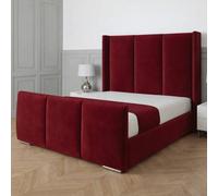 Living Comfort Bedz Westbury Plush Velvet Upholstered Bed Slatted Base - 48Inch Headboard in Maroon | Size: Small Double Living Comfort Bedz Maroon Small Double