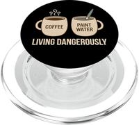 Living Dangerously Coffee vs Paint Water Funny Miniature Men PopSockets PopGrip for MagSafe
