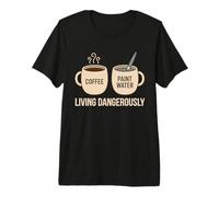 Living Dangerously Coffee vs Paint Water Funny Miniature Men Premium T-Shirt