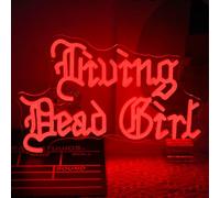 Living Dead Girl Neon Sign Gothic Scary Neon Light Red Letter LED Sign Dimmable Phrase Neon Light Up Signs for Haunted Mansion Halloween Party Horror Room Decor Words Lights Old English Font
