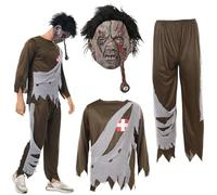 Living Dead Zombie Costume for Adults Men Horror Scary Undead Costume with Mask for Halloween Party, Cosplay, Carnival & Fancy Dress (M)