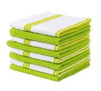 Living Fashions 8 Pack Dish Towels - Absorbent Weave Pattern - Terry Kitchen Dishcloths - 100% Ring Spun Cotton - Size 12" x 12"