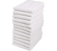 Bar Mop Cleaning Kitchen Dish Cloth Towels,100% Cotton, Machine Washable, Everyday Kitchen Basic Utility Bar Mop Dishcloth Set of 12, 12" x 12" White