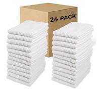 Living Fashions Bar Mop Cleaning Kitchen Dish Cloth Towels 12" x 12", 100% Cotton, Machine Washable, Everyday Kitchen Basic Utility Bar Mop Dishcloth Set of 24, White