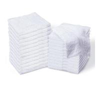 Living Fashions Bulk Spa Washcloths Pack of 24 - Thick Loop Pile Washcloth Absorbent And Soft 100% Ring-Spun Cotton, Size 12” X 12” White