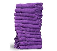 Living Fashions Washcloths - 12 Pack - Size 12” x 12” - Thick Loop Pile Washcloth - Absorbent and Soft 100% Ring-Spun Cotton Wash Cloth - Lint Free Face Towel - Wash Cloths Perfect for Bathroom (Plum)