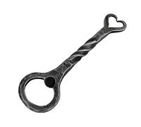 LIVING IDEA Hand Forged Heart Handle Bottle Opener - Wrought Iron Handmade Metal Beer Opener - Black Antique Finish Heavy Duty Vintage