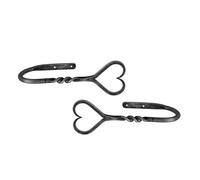 Living Ideas Hand Forged Heart Shape Curtain Holdbacks Set of 2Pcs Wrought Iron Handmade Curtain Tie Back Metal Wall Mounted Window Decorative Tiebacks Curtain Hook Drapes Metal Holders, LIAMZ353