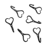 Living Ideas Hand Forged Heart Shape Wall Hook Set of 6 Pcs Wrought Iron Handmade Rustic Hook for Plant & Mug Blacksmith Farmhouse Coat Hook Rack Antique Finish Heavy Duty Kitchen Utensils Hooks