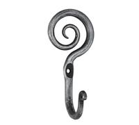 Living Ideas Hand Forged Scroll Wall Hooks Iron Handmade Wall Mounted Rustic Coat Hook for Plant, Mug & Hat Blacksmith Farmhouse Decor Coat Hook Rack Antique Finish Heavy Duty Kitchen Towel Hooks
