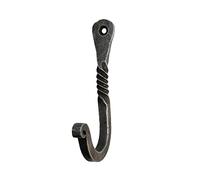 Living Ideas Hand Forged Twisted Wall Hook - Wrought Iron Handmade Coat Hooks - Blacksmith Metal Wall Kitchen Towel Hooks Rack - Black Antique Finish