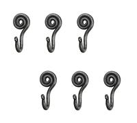 Living Ideas Iron Hand Forged Spiral Hooks Set of 6 Pcs Wall Mounted Coat Hooks Blacksmith Metal Wall Towel Hooks Rack Black Antique Finish