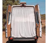 Living in a Bubble White Boho-Chic Bug Screens & Curtains for RAM Promaster High Roof and Other Campervans, Universal Size Rear Door Flyscreen Mosquito Net