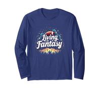 Living in a Fantasy Football Fan Dream Long Sleeve T-Shirt, Adult Unisex, Navy, L