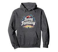 Living in a Fantasy Football Fan Dream Pullover Hoodie, Adult Unisex, Dark Heather Grey, L