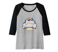 Living in a Fantasy Football Fan Dream Raglan Baseball Tee, Women, Black/Athletic Heather, L