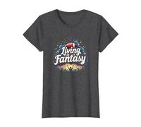 Living in a Fantasy Football Fan Dream T-Shirt, Women, Dark Heather Grey, L