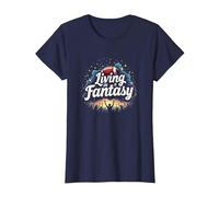 Living in a Fantasy Football Fan Dream T-Shirt, Women, Navy, L