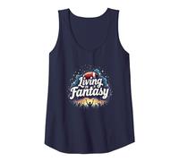 Living in a Fantasy Football Fan Dream Tank Top, Women, Navy, L