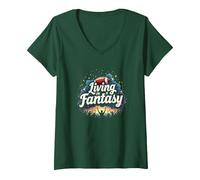 Living in a Fantasy Football Fan Dream V-Neck T-Shirt, Women, Forest Green, M