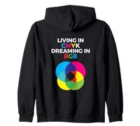 Living In CMYK Dreaming In RGB Print Illustrator Designer Zip Hoodie