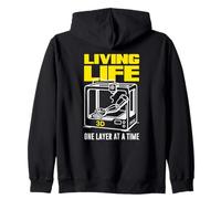 Living Life 3D One Layer At A Time Printing Zip Hoodie