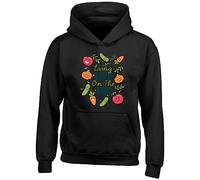 Living Life on The Veg Kids Hoodie Veggie Gift Hoody Hooded Top Black